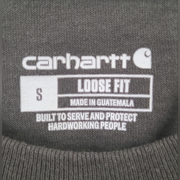 Carhartt Men's Dark Gray Long Sleeve Tee with Neon Sleeve Logo - Picture 2 of 4